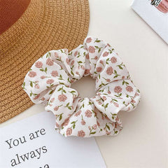 Small fresh fabric flower scrunchie Hair accessories Female ponytail high stretch large scrunchie 2023 new