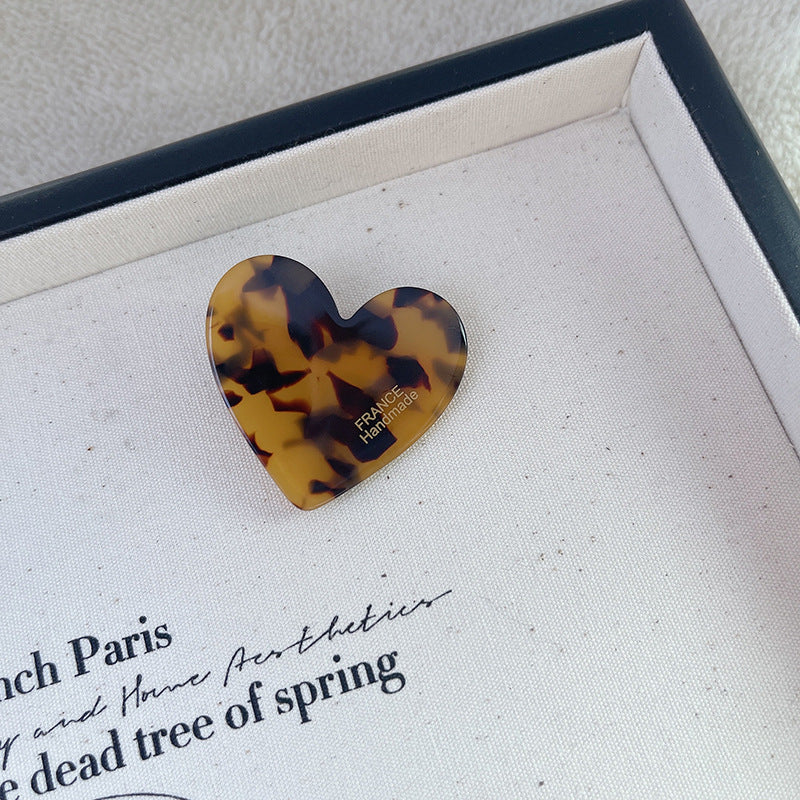 Autumn Winter Love Leopard Acetic Acid Side Clip Girl Accessories