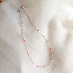 Korean vintage color beaded rice bead necklace girl wind rainbow rice bead necklace Bohemian color necklace