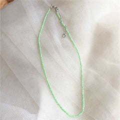 Korean vintage color beaded rice bead necklace girl wind rainbow rice bead necklace Bohemian color necklace