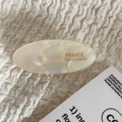 Korea Ins wind gold label cream small thick oval hair clip fringe side duck beak clip