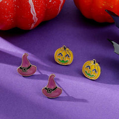 Fashion accessories Halloween dripping pumpkin Wizard hat earrings