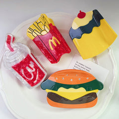 Fashion design Coke Cherry egg tart claw clip Fun burger acetate hairpin cute snack shark clip women hair accessories