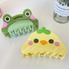 New acetic acid hairpin oversized cute duckling hairpin Cartoon claw claw frog candy color shark clip