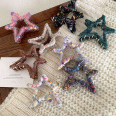 Autumn and winter plush star hairpin women 2023 new claw clip high ponytail shark clip hair clip accessories