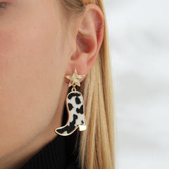 Fashion accessories wind cow print boots star earrings cool unique drop earring