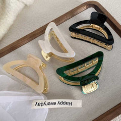 Acetic acid semicircle metal clip female back hair shark clip large hairpin 2023 new hairpin accessories
