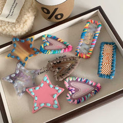 Five-pointed Star top clip advanced Barrette star love velvet hair clip cute girl duck beak clip bangs side clip