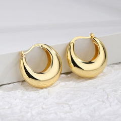 Stylish modern circular brass gold-plated earrings simple INS small chubby C-shaped buckle female