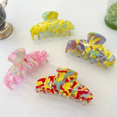 New Summer Clear Floral Acetate Clip Color large simple Dopamine Shark clip Jelly texture hairpin