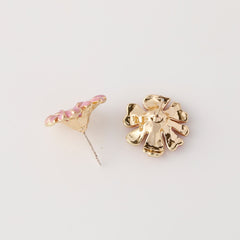 Fashion new simple fresh flower stud earrings alloy drop oil diamond earrings women