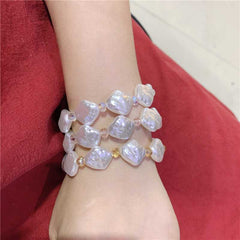 Korean simple ins style crystal bracelet female creative diamond hand beaded pearl bracelet