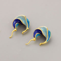 French vintage Earrings Premium Touch earrings All-match enamel glaze drop oil spiral pattern High quality earrings for women