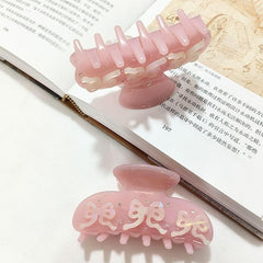 New acetate pink bow hair clip with diamond back hair claw and shark clip hair accessories