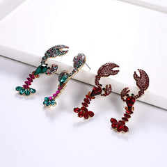 New ocean department crystal diamond lobster earrings fashion trend women's accessories