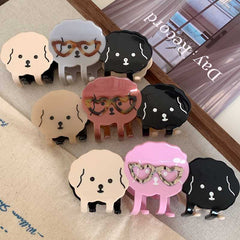 Cute Glasses Puppy Claw Clip Medium Size Clip Pan Hair Claw Girl Hair Accessories Childlike Sweet Headdress