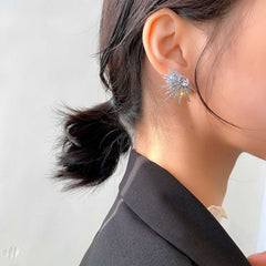 2023 new personality wings full diamond studs exaggerated shining star earrings temperament celebrity earrings