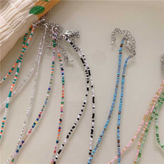 Korean vintage color beaded rice bead necklace girl wind rainbow rice bead necklace Bohemian color necklace