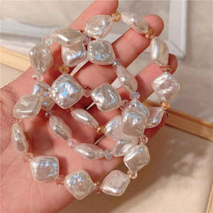 Korean simple ins style crystal bracelet female creative diamond hand beaded pearl bracelet