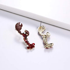 New ocean department crystal diamond lobster earrings fashion trend women's accessories