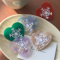 Snowflake Heart Acetate hair clip Side fringe clip Heart Duck clip Christmas hair clip New hair accessories