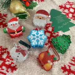 New Christmas Acrylic Glitter hair clips Red Santa hair accessories Cute Snow shark clip Accessories