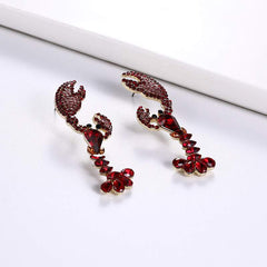 New ocean department crystal diamond lobster earrings fashion trend women's accessories