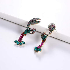 New ocean department crystal diamond lobster earrings fashion trend women's accessories