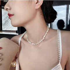 Irregular natural pearl necklace for women ins cold wind short collarbone choker temperament necklace