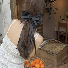 Super fairy bow hair accessories streamers Sweet cute hair clip female back of head clip Headgear spring hair clip