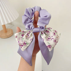 Mori floral bow large colic Hairband Sweet ponytail hair band Women tie hair elegant streamers hair rope hair accessories