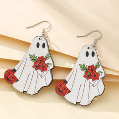 Cartoon Halloween pumpkin earrings funny personality creative ghost face skull human ear stud earrings